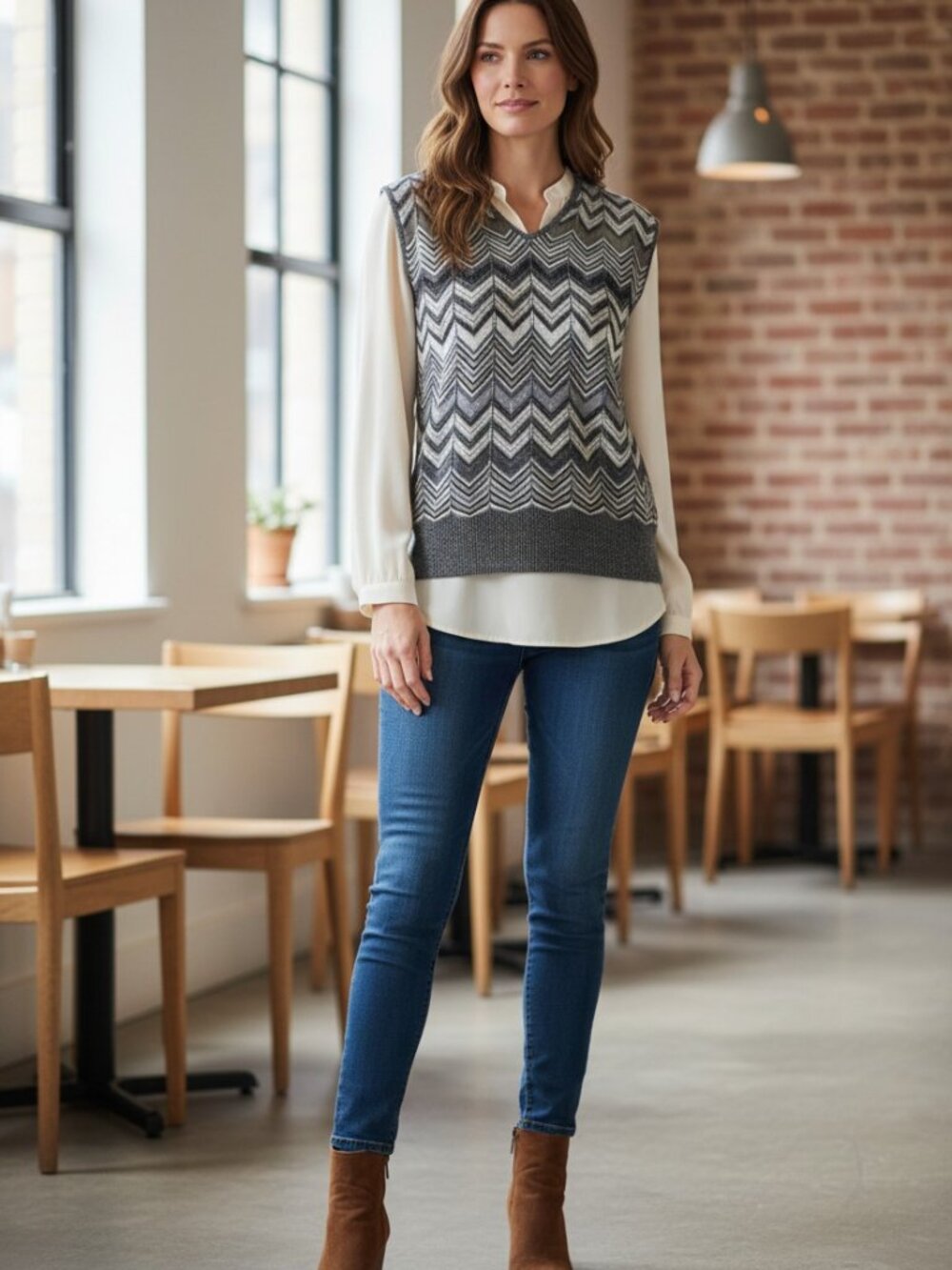 Absolutely Creative Worldwide Shimmer Chevron Tunic Dress Women's Size Small